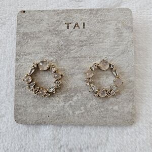 TAI Moonstone and CZ Wreath Earrings